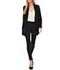 Color:Rich Black - Image 3 - Long Sleeve Shawl Collar Oversized Sequin Blazer