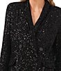 Color:Rich Black - Image 5 - Long Sleeve Shawl Collar Oversized Sequin Blazer