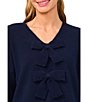 CeCe Long Sleeve V-Neck Bow Front Pullover Sweater - Image 3