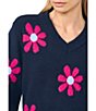 CeCe Long Sleeve V-Neck Groovy Floral Pullover Sweater - Image 3