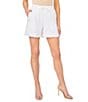 CeCe Mid-Rise Puff-On Drawstring Ruffle Shorts - Image 1