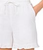 CeCe Mid-Rise Puff-On Drawstring Ruffle Shorts - Image 3