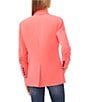 Color:Calypso Coral - Image 2 - Notch Lapel 3/4 Ruched Sleeve Button Front Crepe Blazer