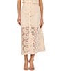 CeCe Paisley Lace Button Front Coordinating Midi Skirt - Image 1