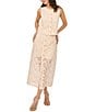 CeCe Paisley Lace Button Front Coordinating Midi Skirt - Image 4