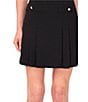 CeCe Pleated Heart Button Mini A-Line Coordinating Skirt, Color:Rich Black - Image 3