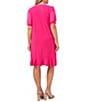 Color:Bright Rose - Image 2 - Plus Size Clip Dot Crew Neck Short Sleeve Knit Dress