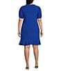 Color:Deep Royal Blue - Image 2 - Plus Size Clip Dot Crew Neck Short Sleeve Knit Dress