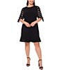 CeCe Plus Size Crew Neck 3/4 Sleeve Dress, Color:Rich Black - Image 1