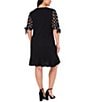 CeCe Plus Size Crew Neck 3/4 Sleeve Dress, Color:Rich Black - Image 2