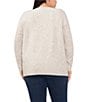 Color:Silver Heather - Image 2 - Plus Size Crew Neck Drop Shoulder Long Sleeve Rhinestone Jersey Knit Sweater