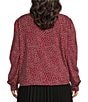 Color:Mulberry Red - Image 2 - Plus Size Ditzy Floral Print Point Collar Long Sleeve Button Front Woven Top