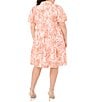Color:Sweet Rose - Image 2 - Plus Size Floral Print Short Sleeve Point Collar Button Front Tiered A-Line Shirt Dress