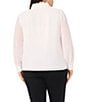 CeCe Plus Size Georgette Floral 3D Applique Pointed Collar Long Sleeve Hidden Button Front Blouse - Image 2