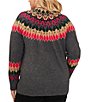 Color:Medium Heather Grey - Image 2 - Plus Size Long Sleeve Funnel Neck Argyle Sweater