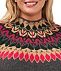 Color:Medium Heather Grey - Image 3 - Plus Size Long Sleeve Funnel Neck Argyle Sweater