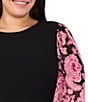 CeCe Plus Size Mixed Media Crew Neck 3/4 Sleeve Top - Image 2