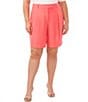 Color:Calypso Coral - Image 1 - Plus Size Moss Crepe Pleated Front Culotte Bermuda Shorts