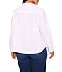 CeCe Plus Size Poplin Point Collar Long Sleeve Button Down Top, Color:Ultra White - Image 2