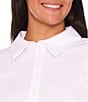 CeCe Plus Size Poplin Point Collar Long Sleeve Button Down Top, Color:Ultra White - Image 3