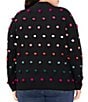 Color:Rich Black - Image 2 - Plus Size Rainbow Pom Pom Mock Neck Long Sleeve Sweater
