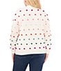 Color:Antique White - Image 2 - Plus Size Rainbow Pom Pom Mock Neck Long Sleeve Sweater