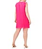 Color:Bright Rose - Image 2 - Plus Size Round Neck Flutter Sleeveless Pleated Shift Mini Dress