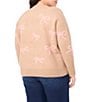 CeCe Cece Plus Size Round Neck Long Sleeve Bow Sweater, Color:Coastal Beige - Image 2