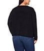 CeCe Plus Size Round Neck Long Sleeve Embellished Bow Sweater, Color:Rich Black - Image 2