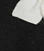 CeCe Plus Size Round Neck Short Sleeve Bow Detail Coordinating Sweater, Color:Black And White - Image 4