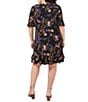 Color:Rich Black - Image 2 - Plus Size V-Neck Ruffled Short Sleeve Floral Print Knit Dress