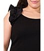 Color:Rich Black - Image 3 - Plus Size Scoop Neck Sleeveless Ruffle Blouse