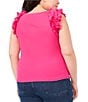 Color:Bright Rose - Image 2 - Plus Size Scoop Neck Sleeveless Ruffle Blouse
