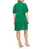 Color:Lush Green - Image 2 - Plus Size Split V-Neck Tiered Short Sleeve Dress