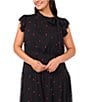 CeCe Cece Plus Size Tie Neck Short Sleeve Tiered Midi A-Line Dress, Color:Rich Black - Image 3
