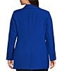 Color:Deep Royal Blue - Image 2 - Plus Size Twill Double Breasted Shawl Collar Long Sleeve Blazer