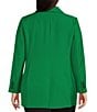 Color:Lush Green - Image 2 - Plus Size Twill Double Breasted Shawl Collar Long Sleeve Blazer