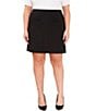 Color:Rich Black - Image 1 - Plus Size Twill Ponte Bow Front Pocket Pencil Mini Skirt