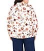 CeCe Plus Size Woven Collared Floral Print Long Sleeve Button Front Blouse, Color:Buttercream - Image 2