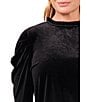 Color:Rich Black - Image 3 - Plus Velvet Knit Mock Ruffled Neck Long Sleeve Blouse
