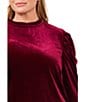Color:Majestic Wine - Image 3 - Plus Velvet Knit Mock Ruffled Neck Long Sleeve Blouse