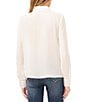 Color:New Ivory - Image 2 - Point Collar Long Sleeve Scallop Trim Button Front Shirt