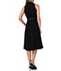 Color:Rich Black - Image 2 - Point Collar Sleeveless Button Front Crepe Midi Shirt Dress