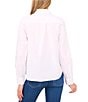 CeCe Poplin Point Collar Long Sleeve Pearl Button Down Top, Color:Ultra White - Image 2