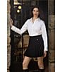 CeCe Poplin Point Collar Long Sleeve Pearl Button Down Top, Color:Ultra White - Image 4