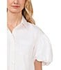 Color:Ultra White - Image 3 - Poplin Point Collar Short Bubble Sleeve Button Front Shirt