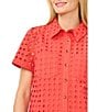 CeCe Poplin Point Collar Short Sleeve Button Down Top - Image 3