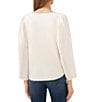 Color:New Ivory - Image 2 - Puff Long Sleeve Crew Neck Blouse