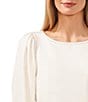 Color:New Ivory - Image 3 - Puff Long Sleeve Crew Neck Blouse
