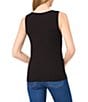 CeCe Ribbed Knit V-Neck Sleeveless Lace Trim Tank - Image 2